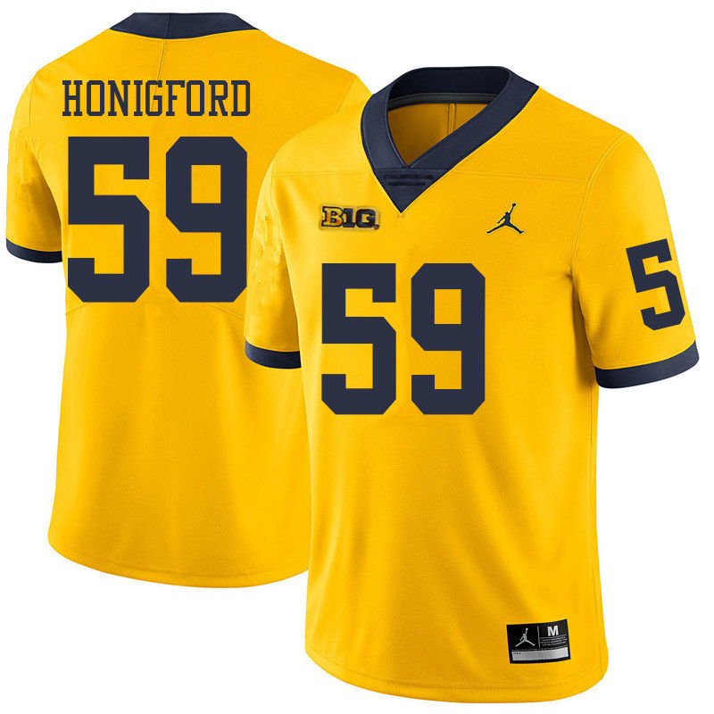 Jordan Brand Men #59 Joel Honigford Michigan Wolverines College Football Jerseys Sale-Yellow